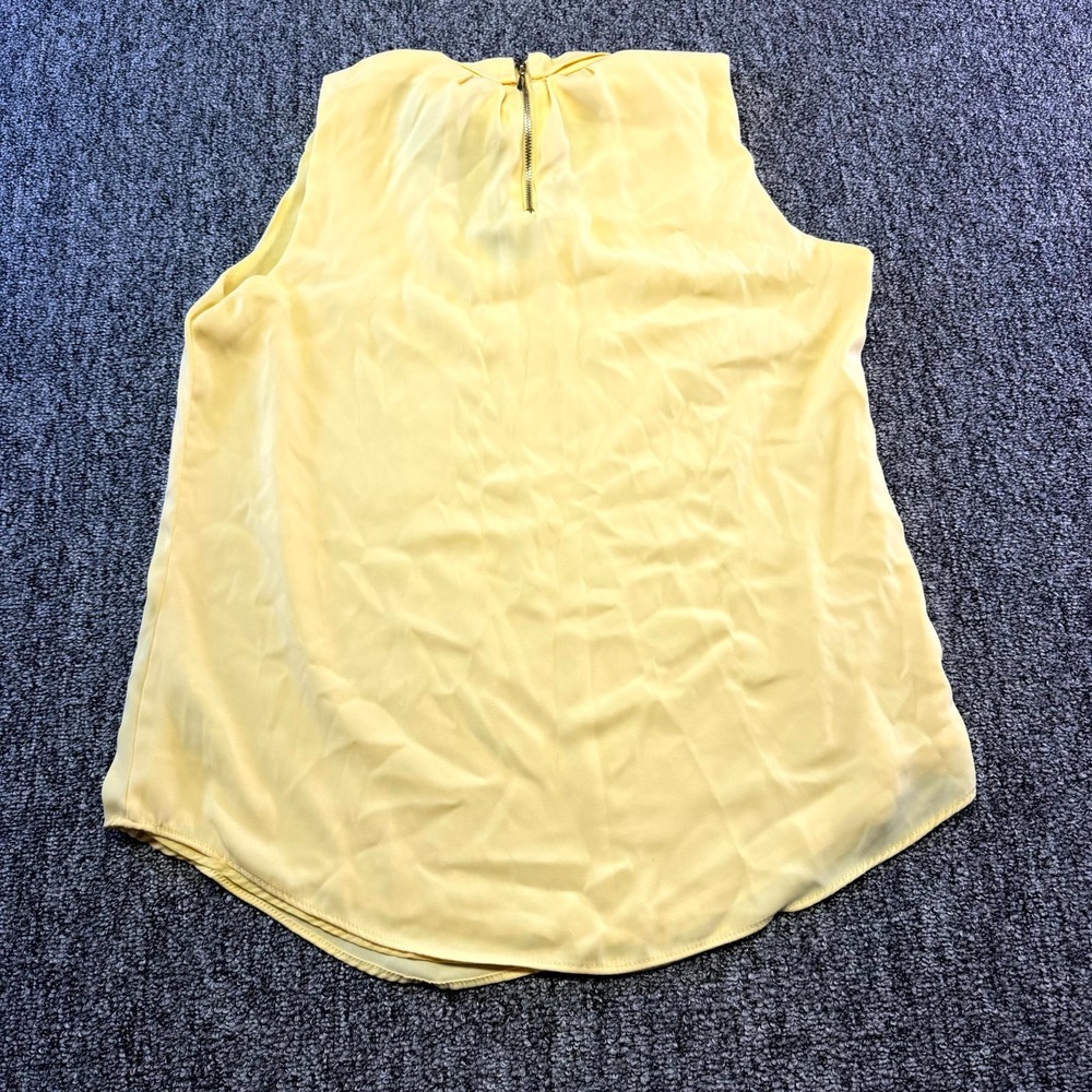 White House Black Market Blouse Top Womens 6 Yellow Lined Sleeveless Back Zip - Picture 12 of 16